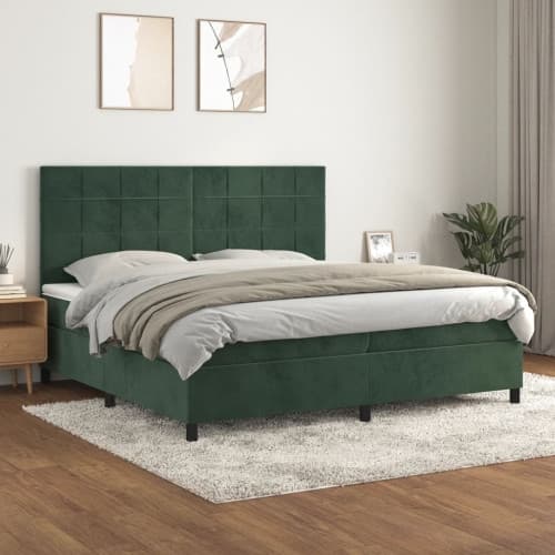 Ramsäng med madrass mörkgrön 200x200 cm sammet