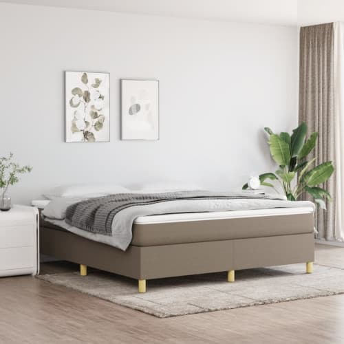 Ramsäng med madrass taupe 180x200 cm tyg