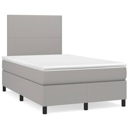 Ramsäng med madrass & LED ljusgrå 120x190 cm tyg
