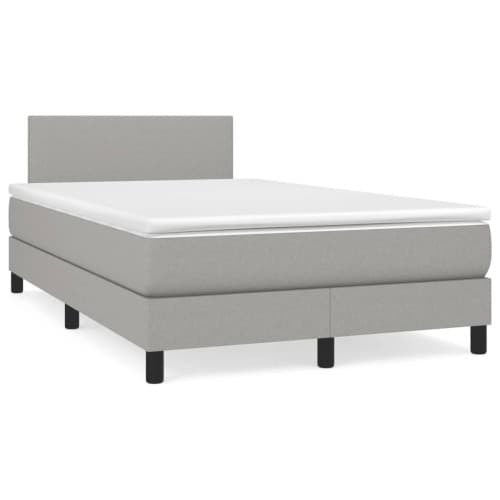 Ramsäng med madrass & LED ljusgrå 120x190 cm tyg