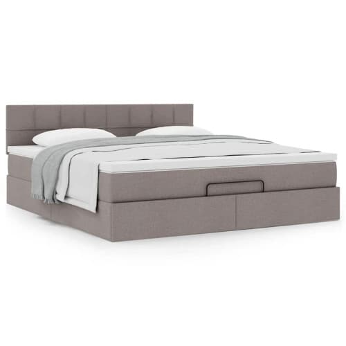 Ottoman sängram med madrass taupe 180x200 cm tyg