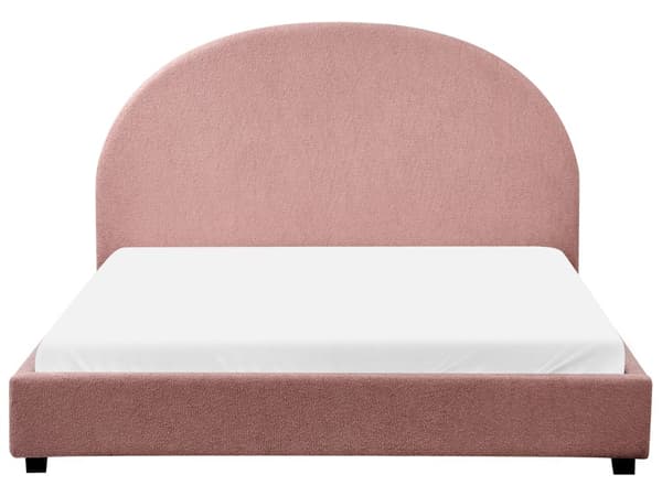 Seng Pastellrosa Boucle 140 x 200 cm Halvrund sengegavl Minimalistisk og retro stil Soverom Dobbeltseng