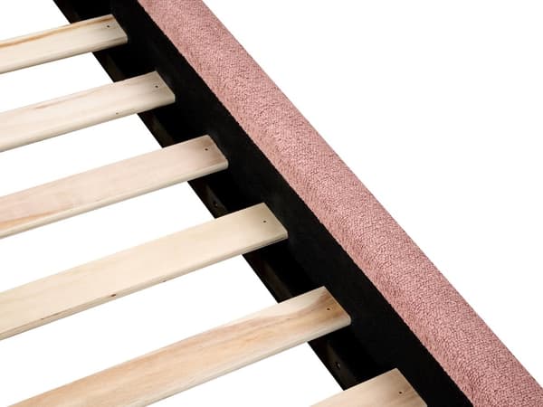 Seng Pastellrosa Boucle 140 x 200 cm Halvrund sengegavl Minimalistisk og retro stil Soverom Dobbeltseng