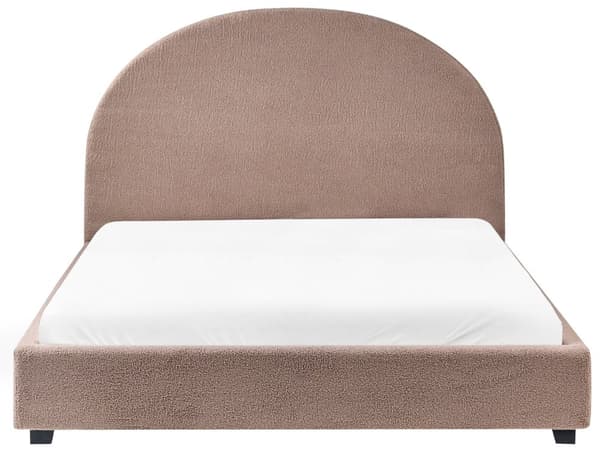 Seng Taupe Boucle 140 x 200 cm Halvrund sengegavl Minimalistisk og retro stil Soverom Dobbeltseng