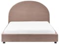 Miniatyrbilde 4 av 11: Seng Taupe Boucle 140 x 200 cm Halvrund sengegavl Minimalistisk og retro stil Soverom Dobbeltseng