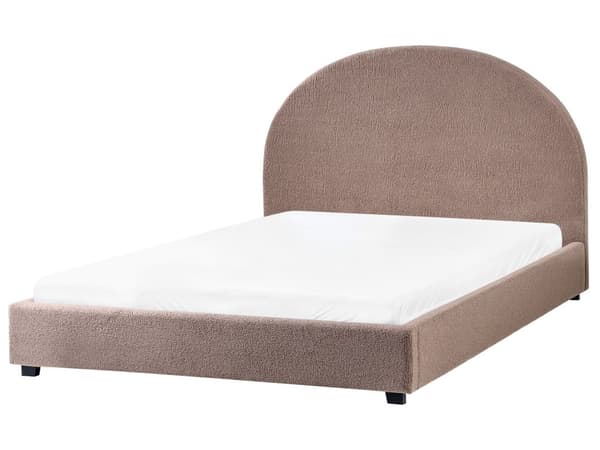 Seng Taupe Boucle 140 x 200 cm Halvrund sengegavl Minimalistisk og retro stil Soverom Dobbeltseng