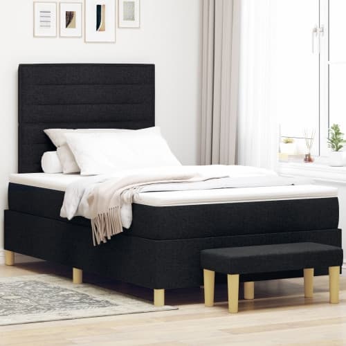 Bäddmadrass med madrass & bänk svart 120x190 cm tyg