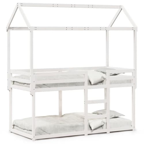Våningssäng med tak vit 75x190 cm massiv furu