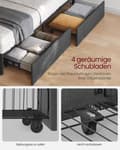 Miniatyrbillede 4 af 7: Tweepersoonsbedframe 160 x 200 cm met LED en 4 lades en laadstation