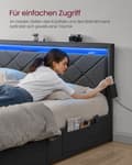 Miniatyrbillede 5 af 7: Tweepersoonsbedframe 160 x 200 cm met LED en 4 lades en laadstation