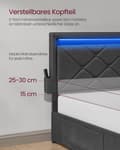 Miniatyrbillede 6 af 7: Tweepersoonsbedframe 160 x 200 cm met LED en 4 lades en laadstation