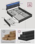 Miniatyrbillede 7 af 7: Tweepersoonsbedframe 160 x 200 cm met LED en 4 lades en laadstation