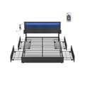 Miniatyrbillede 1 af 7: Tweepersoonsbedframe 160 x 200 cm met LED en 4 lades en laadstation