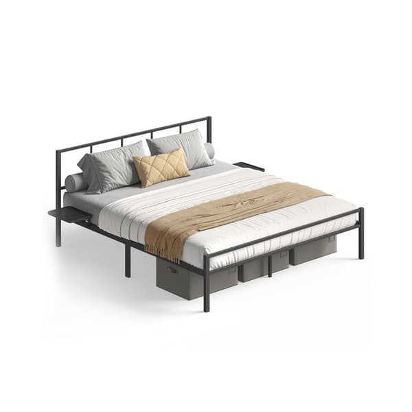 Dobbeltseng ramme 160 x 200 cm med mat sort hovedgærde