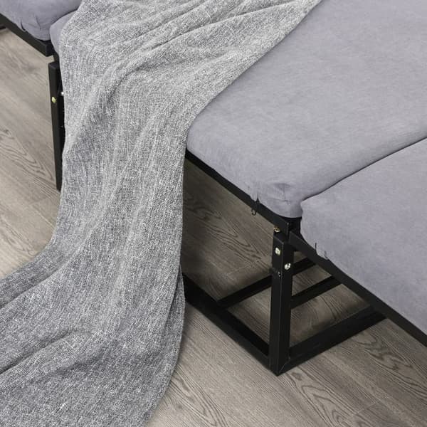 Harmaa kokoontaitettava sänky, 2-in-1-jakkara, säädettävä polyesteriteräsvaahtomuovi