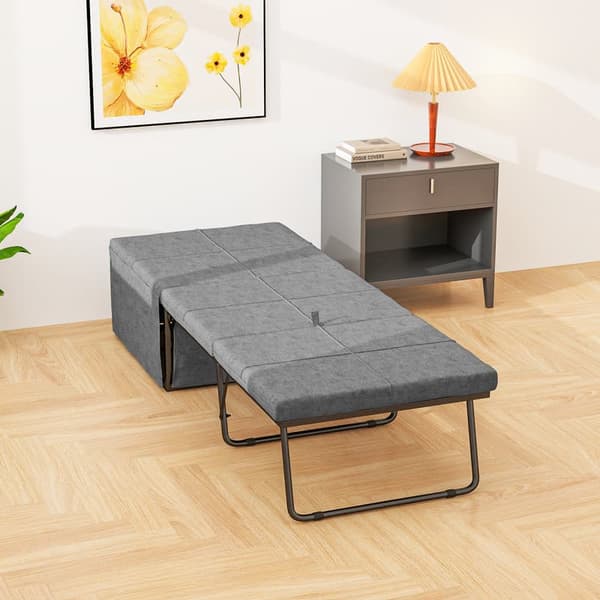 60x190cm grå klapseng med 8 cm skummadras, sammenklappelig rejseseng, 120 kg kapacitet