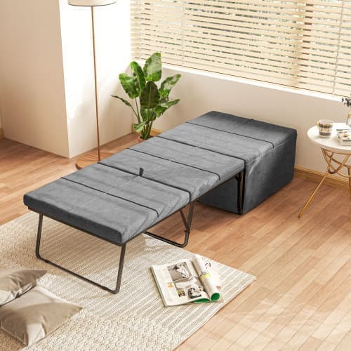 60x190cm grå klapseng med 8 cm skummadras, sammenklappelig rejseseng, 120 kg kapacitet