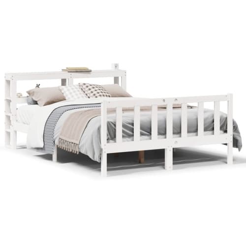 Sängram utan madrass vit 140x190 cm massiv furu