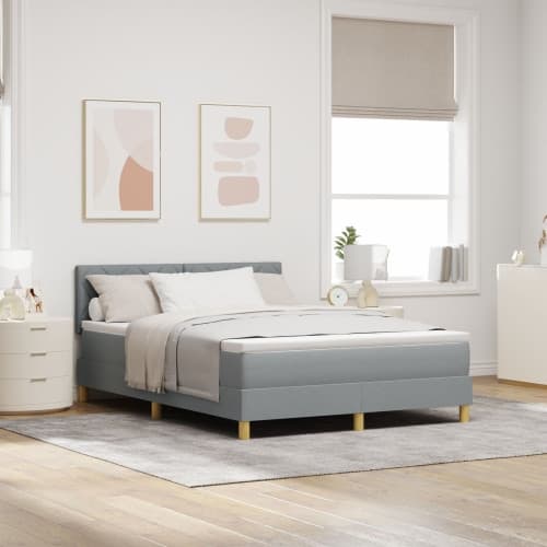 Boxspring säng med madrass Ljusgrå 140x200 cm Tyg