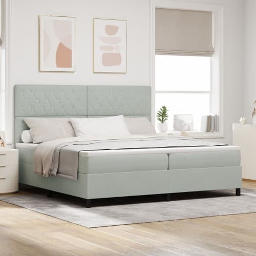Resårsäng med madrass 200x200 cm ljusgrå sammet