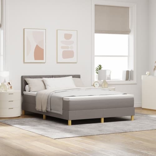 Box Spring Säng med Madrass Taupe 140x190 cm Tyg