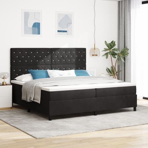 Boxspring Säng med Madrass Svart 200x200 cm Sammet