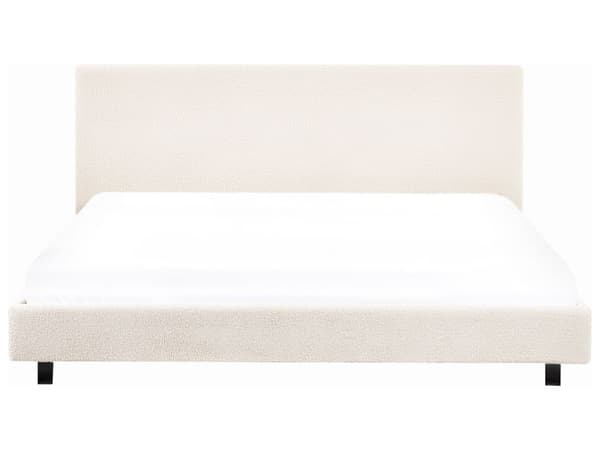 Seng Off White Boucle 180 x 200 cm Moderne To Mands Blød Sengegavl Dobbeltseng Sengeramme Retro Design Stofseng Plys