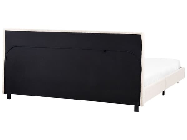 Seng Off White Boucle 180 x 200 cm Moderne To Mands Blød Sengegavl Dobbeltseng Sengeramme Retro Design Stofseng Plys