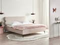 Miniatyrbillede 2 af 11: Seng Lys Beige Velour 160 x 200 cm Moderne Dobbeltseng Stof To Mands Seng med Metalben Høj Sengeramme Minimalistisk Design Velourseng