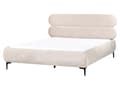 Miniatyrbillede 1 af 11: Seng Lys Beige Velour 160 x 200 cm Moderne Dobbeltseng Stof To Mands Seng med Metalben Høj Sengeramme Minimalistisk Design Velourseng