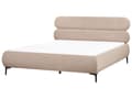 Miniatyrbillede 4 af 11: Seng Taupe Boucle 180 x 200 cm Moderne Dobbeltseng Stof To Mands Seng med Metalben Høj Sengeramme Minimalistisk Design