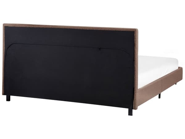 Seng Brun Boucle 140 x 200 cm Dekorativ Tre Kvart Seng med Sengegavl Halvanden Mands Kvalitetseng Stofseng Teenageværelse