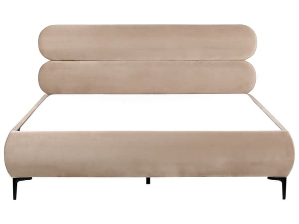 Seng Taupe Velour 180 x 200 cm Moderne Dobbeltseng Stof To Mands Seng med Metalben Høj Sengeramme Minimalistisk Design Velourseng