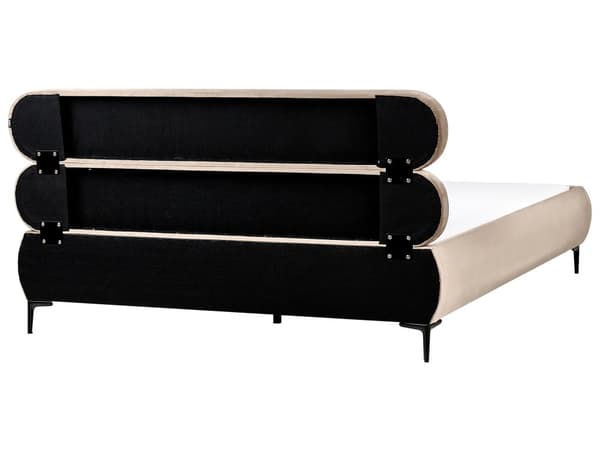 Seng Taupe Velour 180 x 200 cm Moderne Dobbeltseng Stof To Mands Seng med Metalben Høj Sengeramme Minimalistisk Design Velourseng