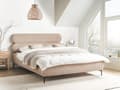 Miniatyrbillede 2 af 11: Seng Taupe Boucle 160 x 200 cm Moderne Dobbeltseng Stof To Mands Seng med Metalben Høj Sengeramme Minimalistisk Design