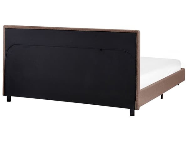 Seng Brun Boucle 180 x 200 cm Moderne To Mands Blød Sengegavl Dobbeltseng Sengeramme Retro Design Stofseng Plys