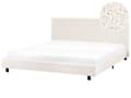 Miniatyrbilde 1 av 11: Sengeramme Off White Bouclé 180 x 200 cm Lamellbunn Sengegavl Moderne Design Dobbeltseng Soverom