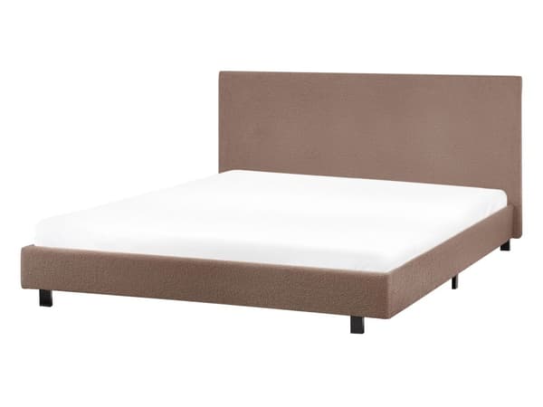 Sengeramme Brun Bouclé 140 x 200 cm Lamellbunn Sengegavl Moderne design Dobbeltseng Soverom