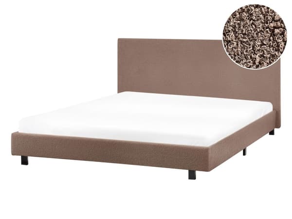 Sengeramme Brun Bouclé 140 x 200 cm Lamellbunn Sengegavl Moderne design Dobbeltseng Soverom