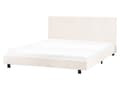 Miniatyrbilde 4 av 11: Sengeramme Off White Bouclé 160 x 200 cm Lamellbunn Sengegavl Moderne Design Dobbeltseng Soverom