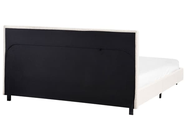 Sengeramme Off White Bouclé 160 x 200 cm Lamellbunn Sengegavl Moderne Design Dobbeltseng Soverom