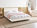 Miniatyrbilde 2 av 11: Sengeramme Off White Bouclé 160 x 200 cm Lamellbunn Sengegavl Moderne Design Dobbeltseng Soverom