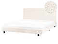 Miniatyrbilde 1 av 11: Sengeramme Off White Bouclé 160 x 200 cm Lamellbunn Sengegavl Moderne Design Dobbeltseng Soverom