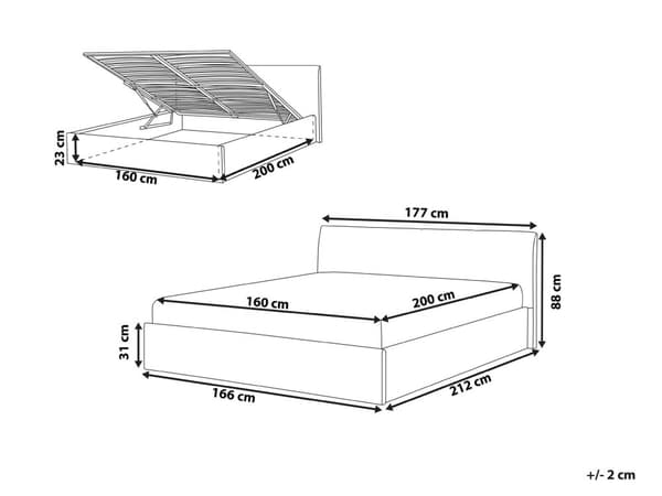 Sengeramme Brun Boucle 160 x 200 cm Løft Oppbevaring med Sengegavl