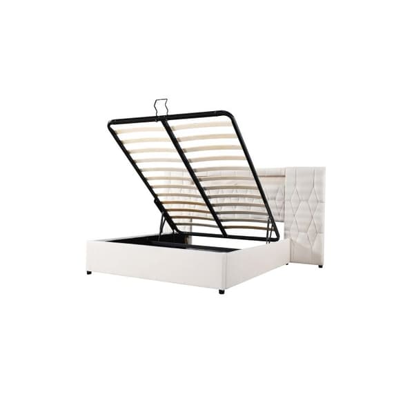 140x200 Elegant tufted säng, säng i sammet med LED och USB-uttag, klassisk beige säng