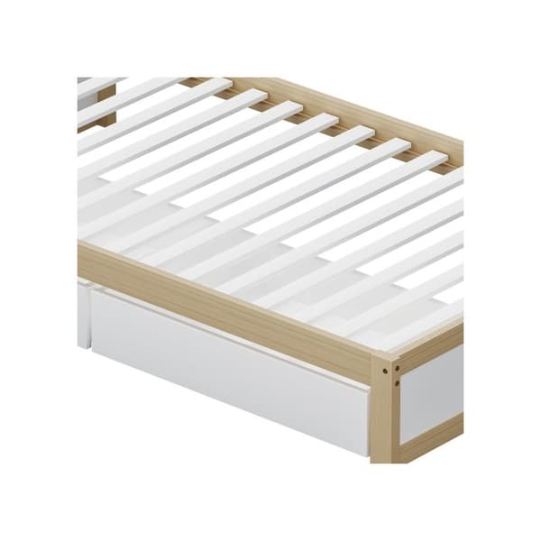 Säng i massivt trä 90X200 med 2 lådor och ribbotten. Modern enkel säng i trä med sänglåda.