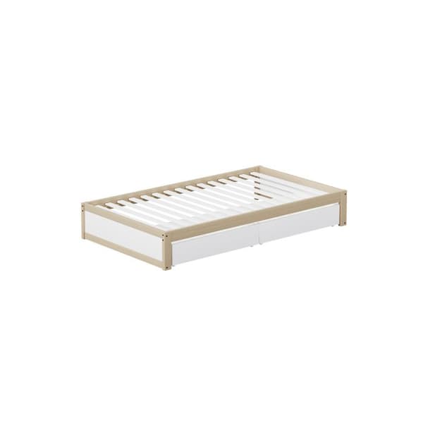 Säng i massivt trä 90X200 med 2 lådor och ribbotten. Modern enkel säng i trä med sänglåda.