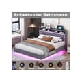Miniatyrbild 3 av 5: Uppfällt säng 160*200, med USB-uttag och LED-belysning, sängen kan placeras vid sängens huvudände, grå linnetyg.