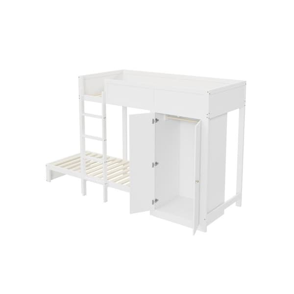 Översäng, 90*200 cm, med vertikala säkerhetssteg, garderob, hög stängseldesign, vit