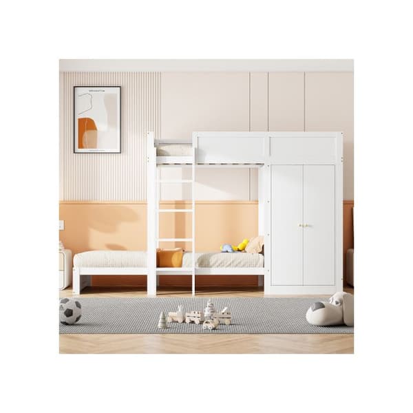 Översäng, 90*200 cm, med vertikala säkerhetssteg, garderob, hög stängseldesign, vit